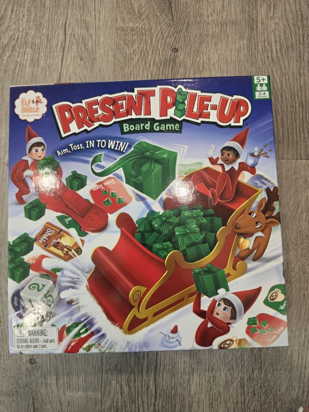 Present Pile-Up Board Game Elf On The Shelf Family Fun 2-4 Players Toss Aim Game